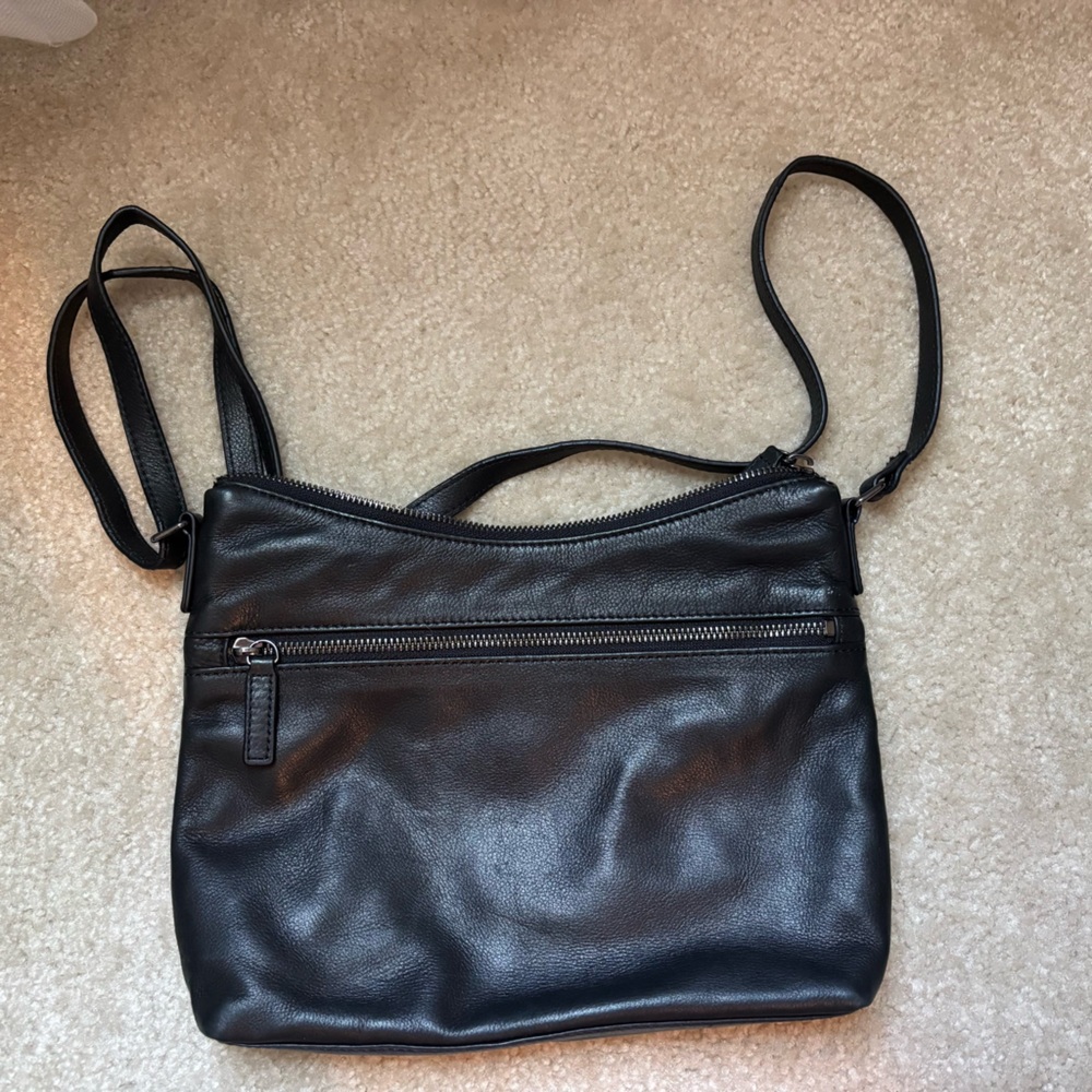Margot black leather crossbody purse
